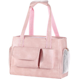 Сучасна переноска для тварин з шкіри, схвалена авіаперевізниками, рожева