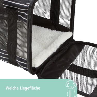 Транспортна сумка для тварин Kerbl Cuba, чорно-біла, 40x26x28 см, поліестер, для собак та котів, знімний чохол, сітчасті вставки