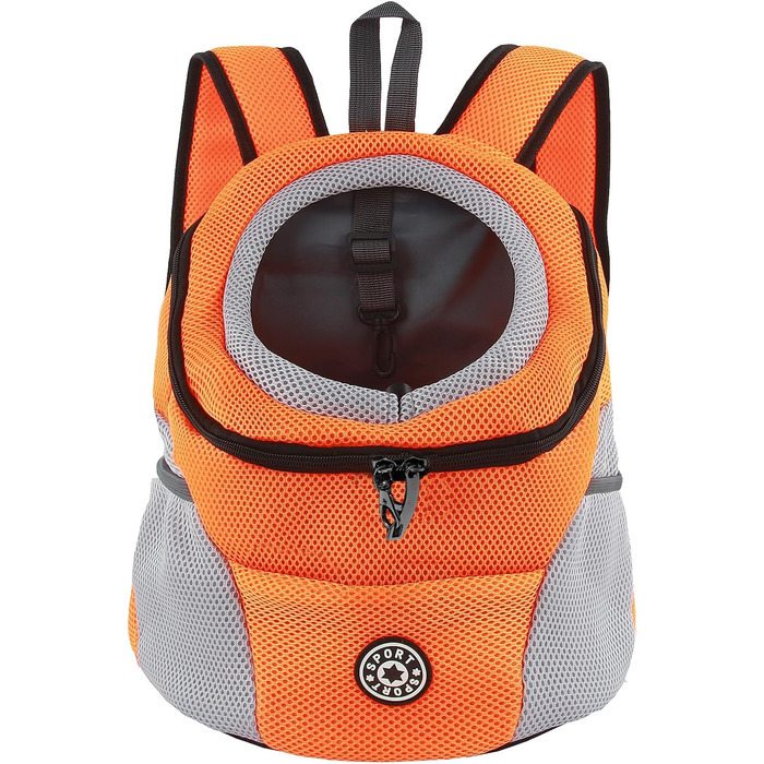 Шлейка-рюкзак для собак та котів, переноска для тварин, алюмінатор для дихання, водонепроникне дно, для подорожей та активного відпочинку (S, помаранчевий)