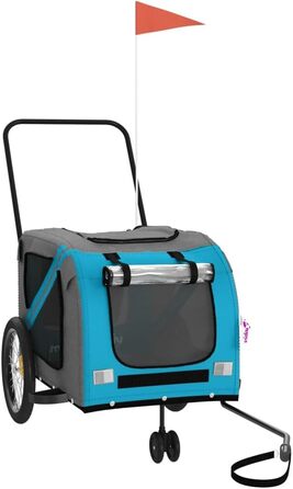 Причіп для тварин на велосипед, Oxford, оксфордська тканина та метал, тип 1, помаранчевий та синій (134 x 68 x 72 см)