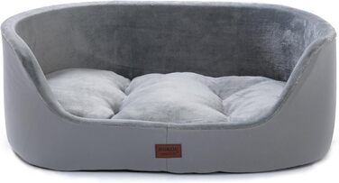 Кругле ліжко для собак середнього розміру Raikou, м'яке та зручне, з антиковзким покриттям, сірого кольору (75 x 54 x 27 см)