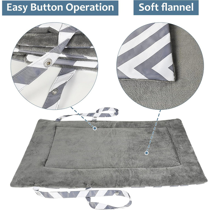 Водонепроникний килимок для котів та собак Kritter Planet, складаний, миючий, для відпочинку на природі, у подорожах, кемпінгу. Маленький/середній, 80 x 60 см (сірий хвилястий)