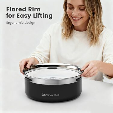 Миска для води для собак Garder Pet без облизування, нержавіюча сталь, витокостійка, протиковтання, для великих собак, для використання в приміщенні та на вулиці, запобігає краплинню, білий колір (2L, чорний)
