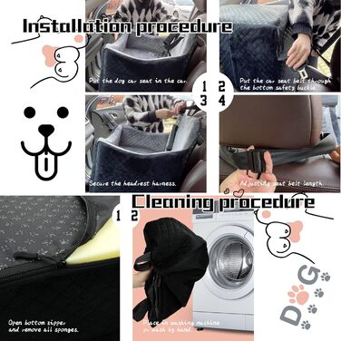 Автокрісло для собак: безпечне та зручне автокрісло для маленьких та середніх собак з ременями та кишенями для зберігання, миється та знімається