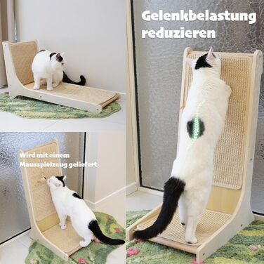 PETKARAY Котяче дряпальний борд з сизалю, 66 см, L-подібний, 105° вертикальна поверхня для дряпання, з іграшками, для стіни та кута