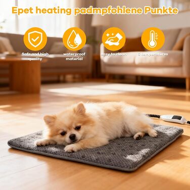 Кізочок для домашніх тварин - гріюча килимок для котів та собак з регулюванням температури та автоматичним вимкненням (60 x 90 см)