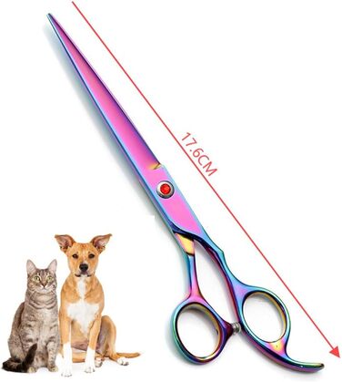 Набір професійних ножиць для грумінгу собак та котів 5-в-1, 7.0 дюймів, з нержавіючої сталі 440C, включає секатор, вигнуті та прямі ножиці, гребінець для шерсті