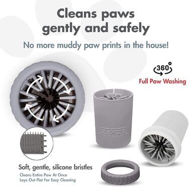 Dexas MudBuster: портативний очищувач лап для собак, аксесуар для догляду за тваринами, розмір S, сірий