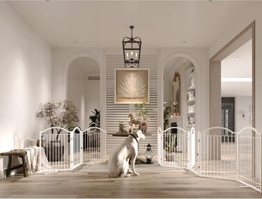 Металеве вольєр для собак BHG, без монтажу, з дверцятами, 304,8 x 81,3 см, розкладний, білий, 5 панелей