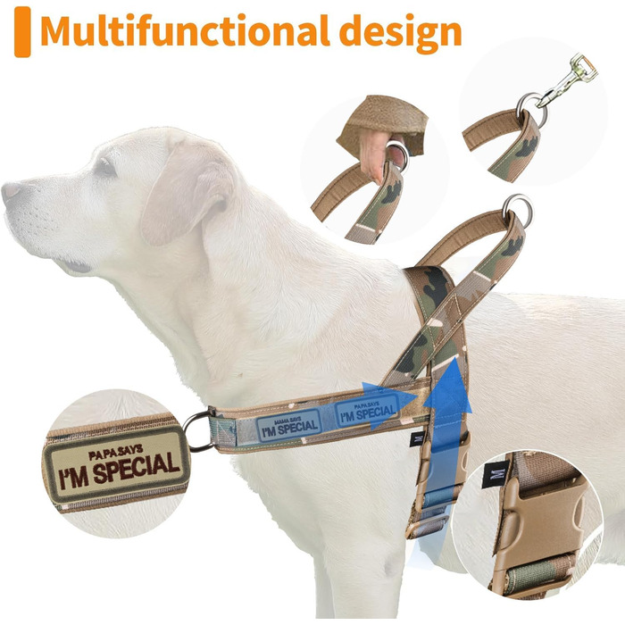 Нашийник для собак Eeyfarog No Pull, антинатяжний, для собак середніх та малих порід, світловідбиваючий, регульований, синій (M, обхват грудей 53–70 см)