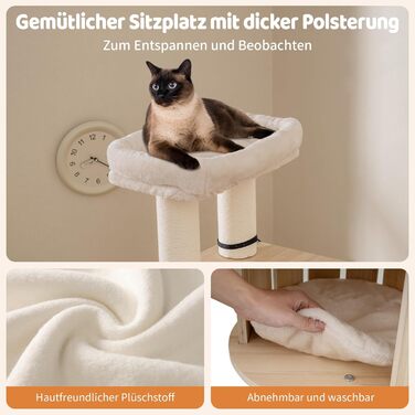 Дерев'яний кігтечка для котів COSTWAY 6-ярусний, 185 см: кігтеточка, будиночок, сходинки, платформа