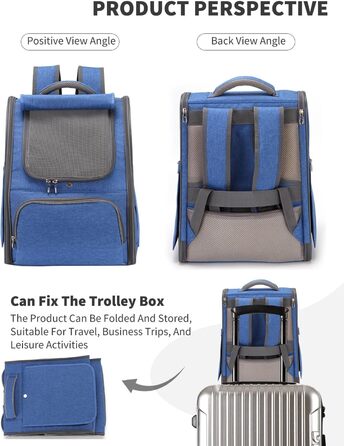 PETCUTE Рюкзак для собак та котів, дихаючий, складаний, для маленьких тварин, блакитний