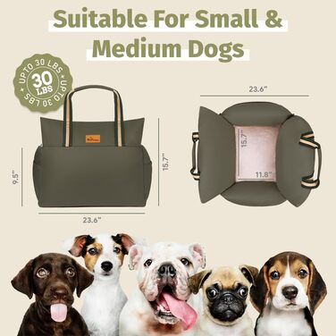 Водонепроникне ліжко-підвищення для собак у машину, переноска для собак, оливковий