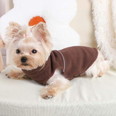 Тепла флісова жилетка для собак, пудель, дівчатка чи хлопчики, теплий пуловер, фліс, жилетка для цуценят, м'яка, еластична, тепла жилетка, одяг для домашніх тварин (Колір: Коричневий, Розмір: XXS) XX-Small Коричневий
