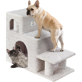 Сходинки для собак Veehoo: 3 сходинки, ліжко, печеринка, для старих котів та собак, до 45 кг, сірий, 67x34x52 см