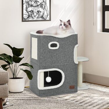 Будинок для котів YITAHOME, котяче ліжко, когтеточка, котяча нора для дому, багатофункціональні меблі для котів, сірий