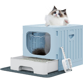 Котячий туалет з кришкою YITAHOME синій