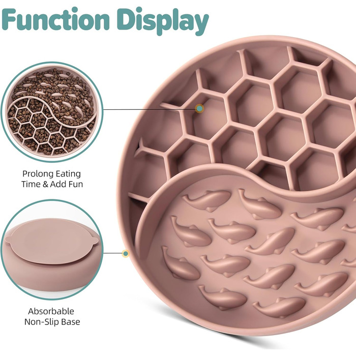 Миски для собак Slow Feeder, силіконові миски з присосками, антиковзні, для повільного годування, зменшують швидкість їжі, знімають тривогу та додають задоволення (Світло-зелений, Рожевий)