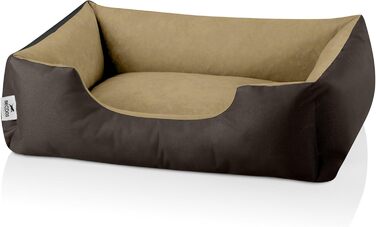Лягушковий лежак для собак BedDog M - м'яке ліжко-корзина для маленьких собак, коричнево-бежевий, 70x55x18 см