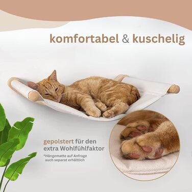 AZANO Стіна для лазіння для котів з гамаком XL, дерев'яна котяча полиця, котяча драбинка зі спальним місцем, три частини, надміцна конструкція