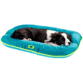 Ортопедичне ліжко для собак великих порід Ferplast: м'яка, водонепроникна лежанка з знімним покриттям, 110 x 70 x 8 см. Сірий, синій колір. Розмір подушки: 60 x 80 x 11 см