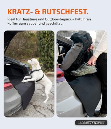 Захист вантажного відсіку LIONSTRONG® – універсальний килимок для багажника авто [з м'якою підкладкою та водонепроникним покриттям] – захист від бруду, подряпин та вологи (100x100 см)