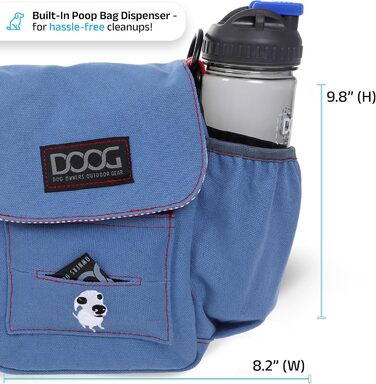 Сумка для собак DOOG Walkie-Tasche: зручна, з відділеннями для ласощів, кульок та пляшки води (світло-блакитна)