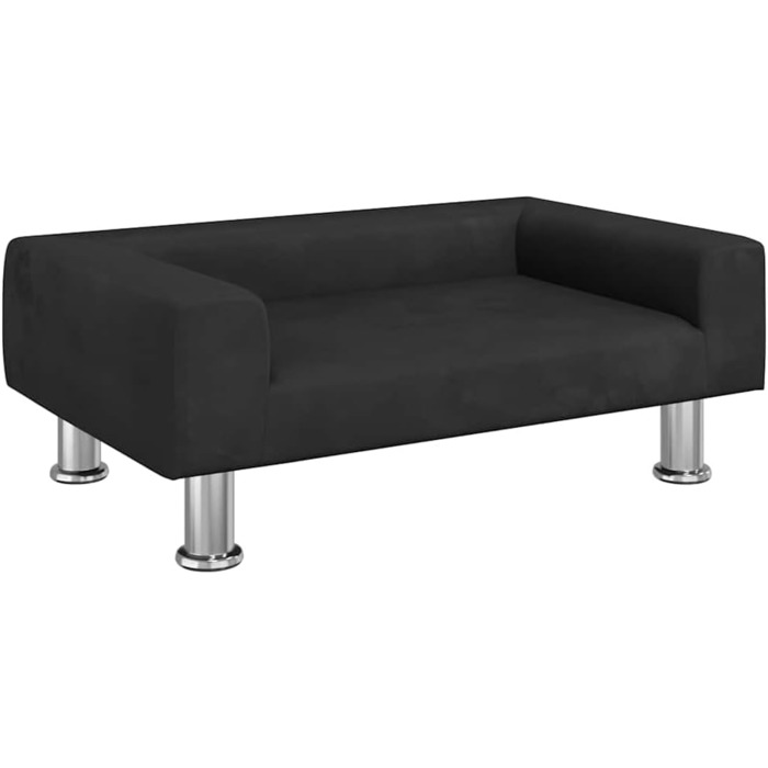 Крісло-ліжко для собак, м'яке ліжко для тварин, лежанка для маленьких собак та котів, чорний велюр, 70 x 45 x 26.5 см