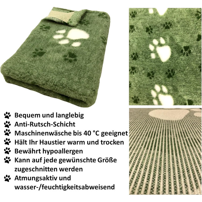 Килимок для собак Elropet Premium 30mm, антиковзаюча підстилка для собак S/M/L, Vet Bed, висока якість (S 80cm X 50cm, Зелений + білий слід)