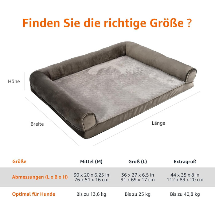 Софа-ліжко для собак Amazon Basics XL U-подібної форми, 112 x 89 x 20 см, бежева