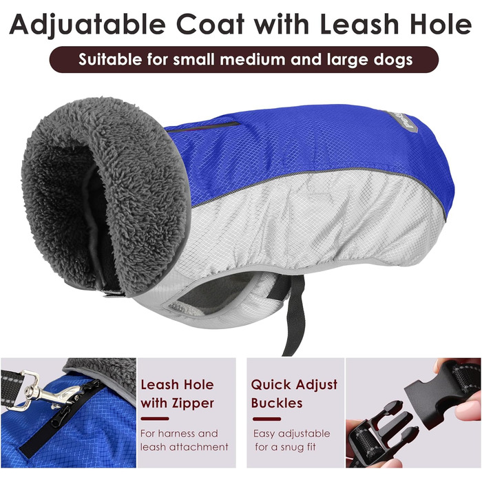 Зимовий теплий одяг для собак: водонепроникна жилетка з світловідбиваючими смугами, отвором для повідка, для малих, середніх та великих собак (рожева, розмір M)