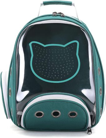 Рюкзак для котів та маленьких собак PETCUTE, дихаючий, знімний килимок, до 6 кг, з прозорим вікном, для подорожей (темно-зелений)