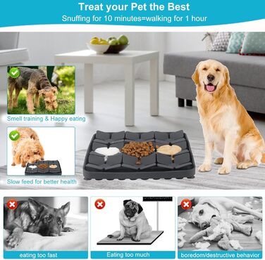 Килимок для собак VOOWO, силіконовий килимок-нюхалка для собак, миска-лежанка Slow Feeder з присосками для малих, середніх та великих собак (Сірий, маленький)