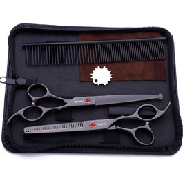 Набір професійних ножиць для грумінгу домашніх тварин 7,0 дюймів (3 шт.), нержавіюча сталь, безпечні закруглені кінчики, для собак та котів