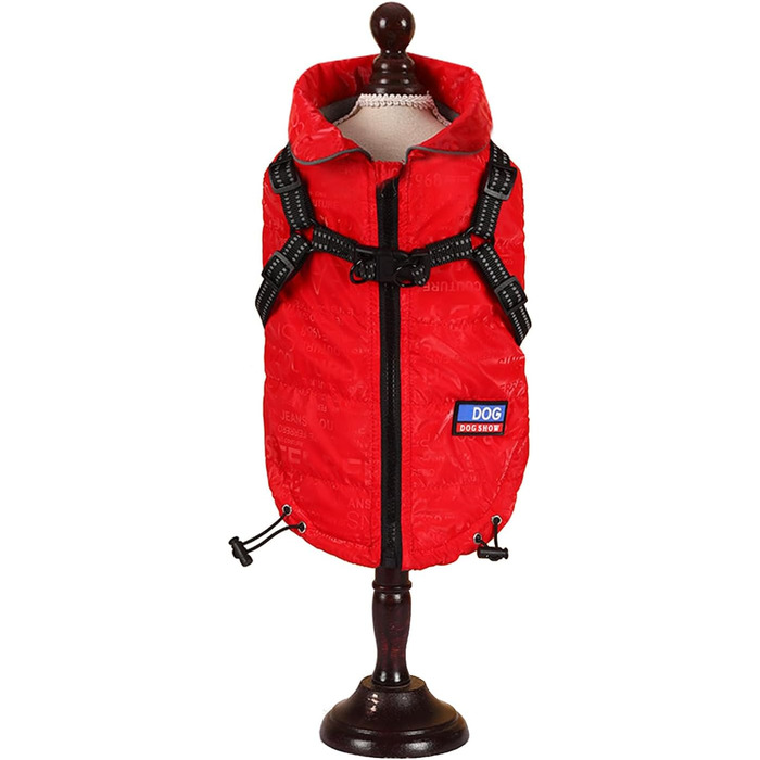 Тепла жилетка для собак, червона, розмір XXL (55 см), непромокаєма, вітронепроникна, з світловідбиваючими смугами, для малих та середніх собак