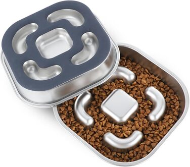 Антислизька годівниця для собак Nayelf з нержавіючої сталі 304, з силіконовим дном, 23*23*4.5 см