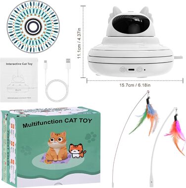 Інтерактивна іграшка для котів Comius Sharp: 3-в-1, хованки з пір'ям, автоматична, USB-зарядка, розвиваюча, знімні пір'я, для котів