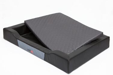 Собаче ліжко-корзина для собак маленьких, середніх та великих порід - подушка для собак - диван для собак з екошкіри, знімний та пральний чохол - Deluxe, розмір M - чорний, 93 x 62 см