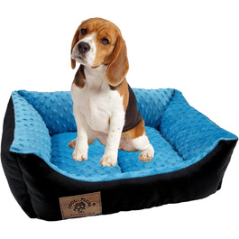 Ліжко для собак Odolplusz: корзина, диван, ліжко для маленьких собак. З силіконовими кульками, гіпоалергенне, 50x40 см (чорний + м'який блакитний)