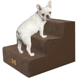 Сходинки для собак Непфайві: 3 сходинки, для маленьких собак, знімний чохол, антиковзаюча поверхня, 45x40x34 см, коричневий