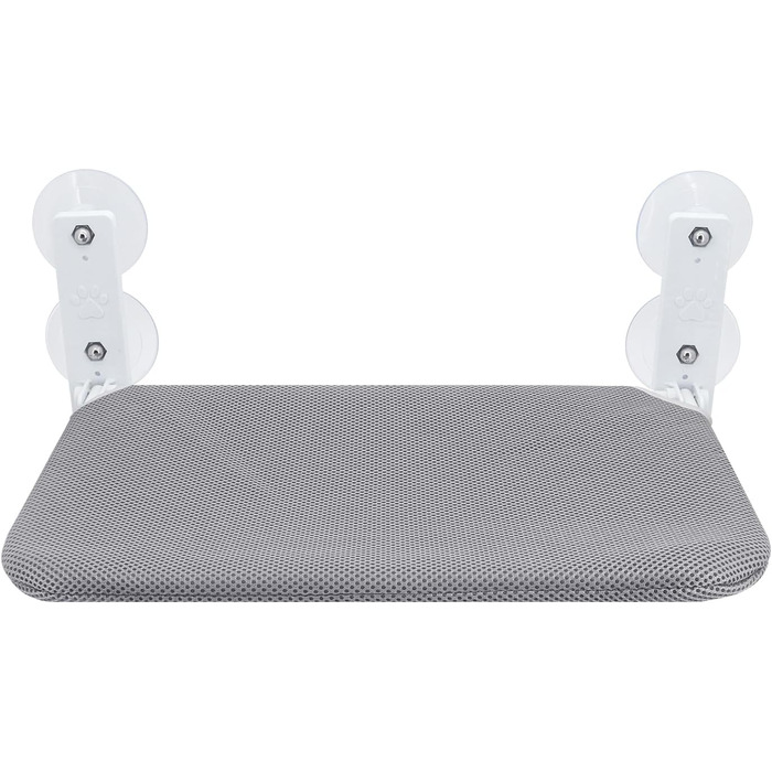 Кішка лежанка на вікно Gearific, розкладна гамак з 4 присосками, міцний каркас, дихаюча сітка, сірий, 45 x 30 см