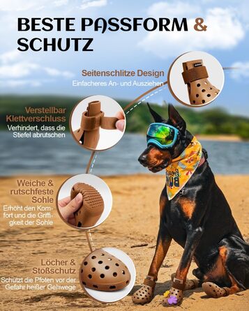 Чоботи для собак: захист подушечок лап, водонепроникні, зручні, дихаючі, неслизькі, легкі в догляді. Ідеальні для літа та зими (колір: коричневий, розмір: XS)