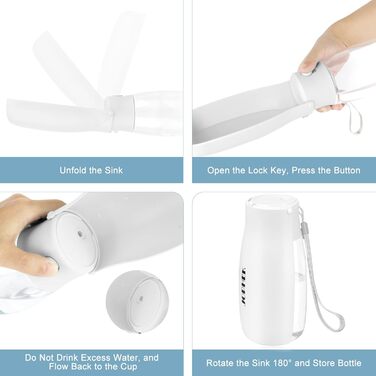 Травельна пляшка для тварин JOPHEK 300мл з фільтром, біла. Без витоку, для собак та котів. Ідеально для прогулянок, подорожей та кемпінгу.