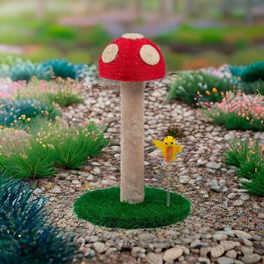 Котячий когтетоп Kratzbaum з мотивом грибів - когтетоп для котів 45 см з трьома текстурами, когтетоп-стійка, когтетоп з товстої тканини, котячі меблі, котячий когтетоп