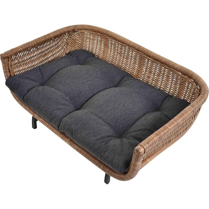 Корзина для собак та котів Retro Design, XL, з подушкою, ротанг, світло-коричневий