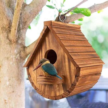 Будинок для птахів з сосни, підвісний, для садових птахів, стійкий до погодних умов, ідеальне житло для синиць, шпаків та інших диких птахів
