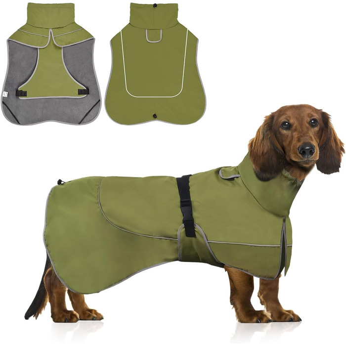 Водонепроникний собачий дощовик WUFANC - відбиваюча куртка для собак з регульованою застібкою для всіх сезонів. Комфортний захист для вашого собаки під час активностей у приміщенні та на вулиці (M)