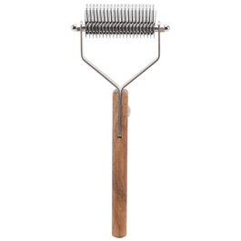 Гребінець для собак з подвійною лінією зубців з нержавіючої сталі, дерев'яною ручкою, для видалення ковтунів, догляду за шерстю котів та цуценят. М'який догляд за шерстю, зменшення випадання шерсті, для здорової шкіри.