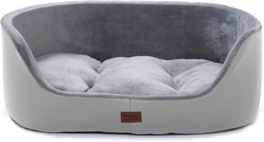 Кругле ліжко для собак середнього розміру Raikou, м'яке та зручне, з антиковзким покриттям (75 x 54 x 27 см, світло-сірий)