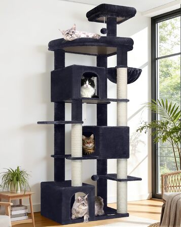 Комплекс для котів Globlazer XXL (203 см) для 4-6 великих котів, сірий. Будиночок, платформа, іграшки
